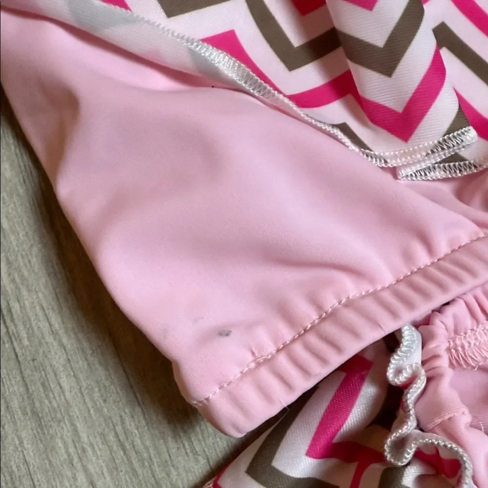 12/18 Months Pink Chevron Ruffle Bikini Set